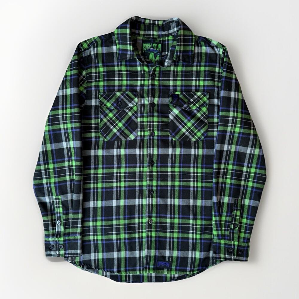 Born Scum Flannel Shirt Medium Multicolor Alien Believe Flannel Idaho Workwear